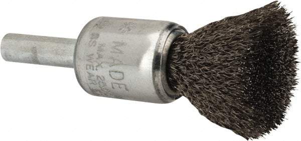 Anderson - 1/2" Brush Diam, Crimped, End Brush - 1/4" Diam Shank, 25,000 Max RPM - Best Tool & Supply