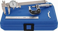 Value Collection - 3 Piece, Machinist Caliper and Micrometer Tool Kit - 0 to 1 Inch Micrometer, 0.0001 Inch Graduation - Best Tool & Supply