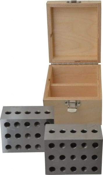 Suburban Tool - 0.0001 Squareness Per Inch, Hardened Steel, 2-3-4 Block with 23 Hole Setup Block - 3/8 - 16 Inch Tapped Hole Size, Sold As Matched Pair - Best Tool & Supply