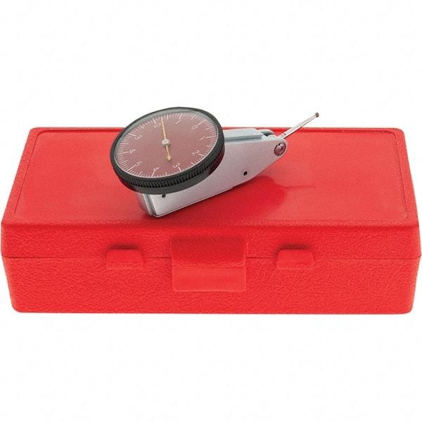 Starrett - 0.01 Inch Range, 0.0001 Inch Dial Graduation, Horizontal Dial Test Indicator - 1-3/8 Inch Red Dial, 0-5-0 Dial Reading, Includes NIST Traceability Certification - Best Tool & Supply