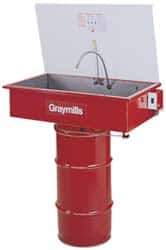 Graymills - Drum Mount Solvent-Based Parts Washer - 20 Gal Max Operating Capacity, Steel Tank, 67-1/8" High x 36" Long x 20" Wide, 115 Input Volts - Best Tool & Supply