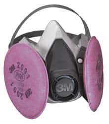 3M - Size S, P100 NIOSH Filter Rating, Thermoplastic Elastomer, Half Mask Facepiece Respirator Assembly - Protection from Oil and Non-Oil Based Particles, 4 Point Suspension - Best Tool & Supply