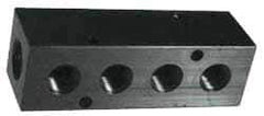 Made in USA - 3/8" Inlet, 1/4" Outlet Manifold - 10-3/4" Long x 1-1/4" Wide x 1-1/4" High, 0.2" Mount Hole, 2 Inlet Ports, 7 Outlet Ports - Best Tool & Supply