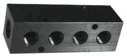 Made in USA - 3/8" Inlet, 1/8" Outlet Manifold - 7.62" Long x 1-1/4" Wide x 1-1/4" High, 0.2" Mount Hole, 2 Inlet Ports, 8 Outlet Ports - Best Tool & Supply