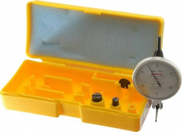 Peacock - 0.03 Inch Range, 0.0005 Inch Dial Graduation, Horizontal Dial Test Indicator - 1-53/64 Inch White Dial, 0-15-0 Dial Reading, Accurate to 0.0005 Inch - Best Tool & Supply