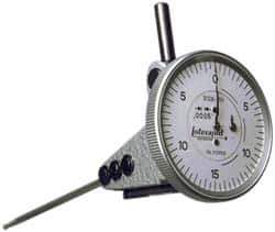 INTERAPID - 0.06 Inch Range, 0.0005 Inch Dial Graduation, Vertical Dial Test Indicator - 1-1/2 Inch White Dial, 0-15-0 Dial Reading - Best Tool & Supply