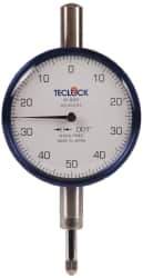 Teclock - 1/4" Range, 0-50-0 Dial Reading, 0.001" Graduation Dial Drop Indicator - 2-11/64" Dial, 0.1" Range per Revolution, 0.0007" Accuracy - Best Tool & Supply