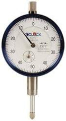 Teclock - 1/2" Range, 0-50-0 Dial Reading, 0.001" Graduation Dial Drop Indicator - 2-11/64" Dial, 0.1" Range per Revolution, 0.0009" Accuracy, Revolution Counter - Best Tool & Supply