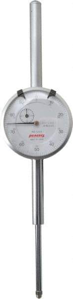 Peacock - 2" Range, 0-100 Dial Reading, 0.001" Graduation Dial Drop Indicator - 2-3/64" Dial, 0.005" Accuracy, Revolution Counter - Best Tool & Supply