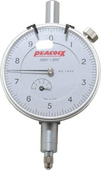 Peacock - 0.05" Range, 0-10 Dial Reading, 0.0001" Graduation Dial Drop Indicator - 2-3/64" Dial, 0.0003" Accuracy, Revolution Counter - Best Tool & Supply