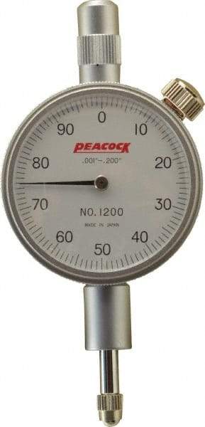 Peacock - 0.2" Range, 0-100 Dial Reading, 0.001" Graduation Dial Drop Indicator - 1-37/64" Dial, 0.001" Accuracy - Best Tool & Supply