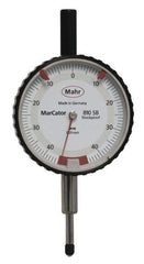 Mahr - 0.8mm Range, 0-45-0 Dial Reading, 0.01mm Graduation Dial Drop Indicator - 50mm Dial, 0.01mm Range per Revolution - Best Tool & Supply