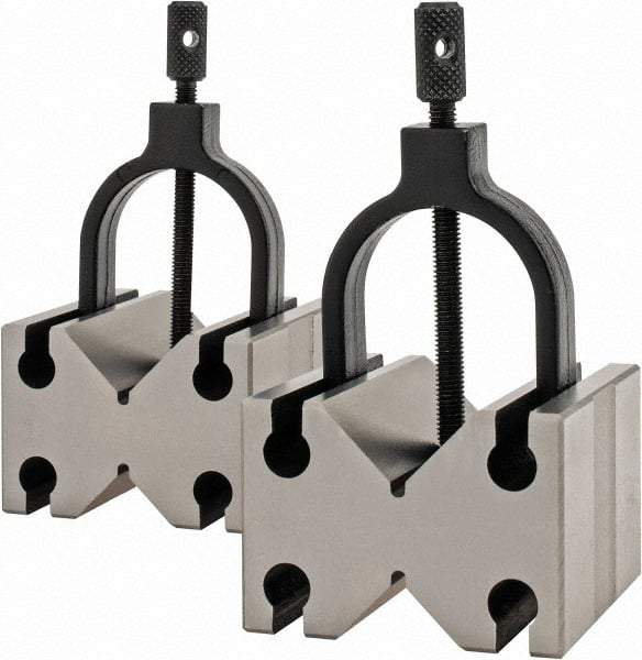 Value Collection - 25.4 to 1-1/2" Capacity, 90° Angle, Tool Steel V-Block - 2-3/4" Long x 2-1/2" Wide x 1-3/4" High, Sold as Matched Pair - Best Tool & Supply