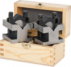 Value Collection - 1-3/16" Max Capacity, 90° Angle, Hardened Steel V-Block - 2-3/8" Long x 2-3/8" Wide x 2" High, Sold as 2 Block Set - Best Tool & Supply