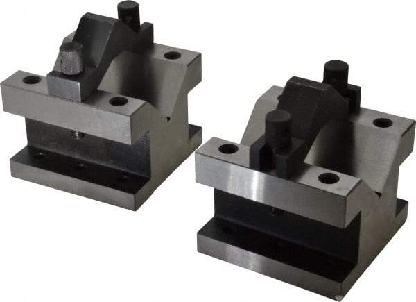 Value Collection - 2-9/16" Max Capacity, 90° Angle, Hardened Steel V-Block - 4-1/8" Long x 4-1/8" Wide x 3-1/16" High, Sold as 2 Block Set - Best Tool & Supply