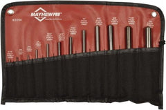 Mayhew - 12 Piece, 1/16 to 1/2", Roll Pin Punch Set - Round Shank, Comes in Vinyl Roll - Best Tool & Supply