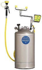 Bradley - 10 Gallon, 0.4 GPM Flow Rate at 30 PSI, Pressurized with Drench Hose Stainless Steel, Portable Eye Wash Station - 15 Min Duration, 25-1/4 Inch High - Best Tool & Supply