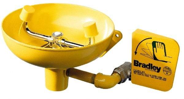 Bradley - Wall Mount, Plastic Bowl, Eyewash Station - 1/2" Inlet, 30 to 90 psi Flow, 0.4 GPM Flow Rate - Best Tool & Supply