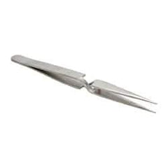 Value Collection - 4-3/4" OAL Stainless Steel Assembly Tweezers - Short Style with Sharp Point - Best Tool & Supply