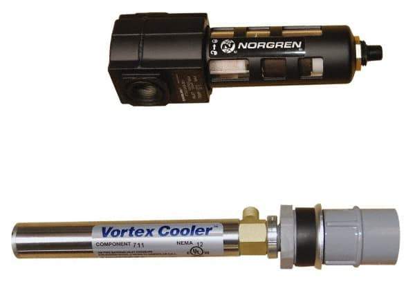 Vortec - 400 BTU per Hour, Vortex Enclosure Cooler without Thermostat - 1/8 NPT Thread, 8 Cubic Ft. per min - Best Tool & Supply