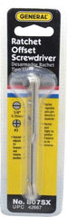 General - 1/4" Slotted Blade, #2 Phillips Point, Ratcheting Offset Slotted & Phillips Screwdriver Set - 3-7/8" OAL - Best Tool & Supply