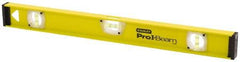 Stanley - 48" Long 3 Vial I-Beam Level - Aluminum, Yellow, 1 Level & 2 Plumb Vials - Best Tool & Supply