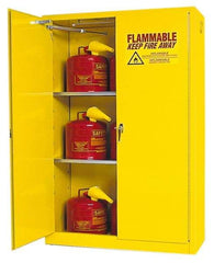 Eagle - 2 Door, 2 Shelf, Yellow Steel Standard Safety Cabinet for Flammable and Combustible Liquids - 65" High x 43" Wide x 18" Deep, Self Closing Door, 3 Point Key Lock, 45 Gal Capacity - Best Tool & Supply