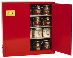 Eagle - 2 Door, 3 Shelf, Red Steel Standard Safety Cabinet for Flammable and Combustible Liquids - 44" High x 43" Wide x 18" Deep, Manual Closing Door, 3 Point Key Lock, 40 Gal Capacity - Best Tool & Supply