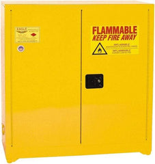 Eagle - 2 Door, 3 Shelf, Yellow Steel Standard Safety Cabinet for Flammable and Combustible Liquids - 44" High x 43" Wide x 18" Deep, Manual Closing Door, 3 Point Key Lock, 40 Gal Capacity - Best Tool & Supply