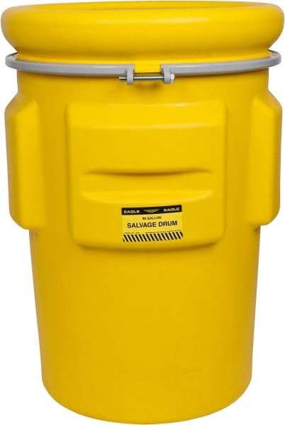 Eagle - 95 Gallon Capacity, Metal Band with Bolt Closure, Yellow Salvage Drum - 55 Gallon Container, Polyethylene, 748 Lb. Capacity, UN 1H2/X340/S Listing - Best Tool & Supply