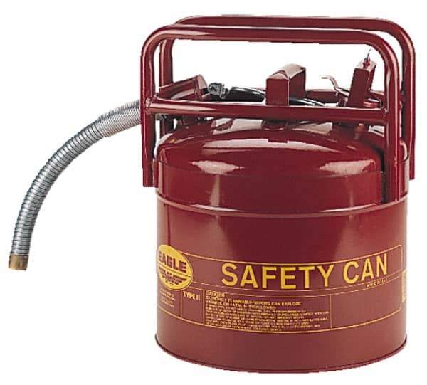 Eagle - 5 Gal Galvanized Steel Type II DOT Safety Can - 15-3/4" High x 12-1/2" Diam, Red with Yellow - Best Tool & Supply