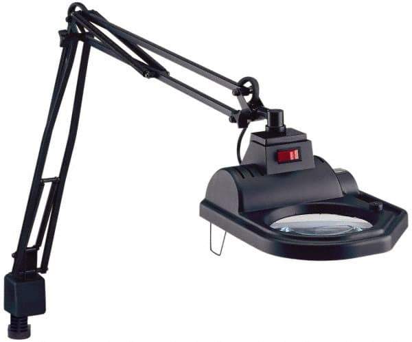 Electrix - 45 Inch, Spring Suspension, Clamp on, Halogen, Black, Magnifying Task Light - 100 Watt, 1.75x Magnification, 5 Inch Wide - Best Tool & Supply