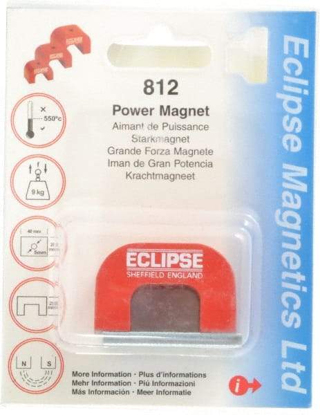 Eclipse - 1 Hole, 0.1969" Hole Diam, 63/64" Overall Width, 1-37/64" Deep, 63/64" High, 20 Lb Average Pull Force, Alnico Power Magnets - 10mm Pole Width, 550°C Max Operating Temp, Grade 5 Alnico - Best Tool & Supply