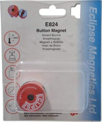 Eclipse - 1-1/4" Diam, 9/32" Hole Diam, 4.8 kg Max Pull Force Alnico Button Magnet - 1" High, 1/2" Gap Width, Grade 5 Alnico - Best Tool & Supply