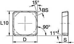 Kennametal - SPKN53 Grade KC725M Carbide Milling Insert - TiN/TiCN/TiN Finish, 3/16" Thick, 5/8" Inscribed Circle - Best Tool & Supply