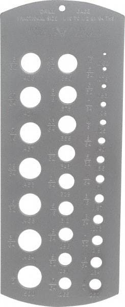 PEC Tools - 1/16 Inch to 1/2 Inch Hole Size Drill Gage - 29 Holes - Best Tool & Supply