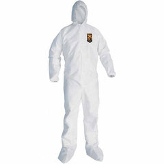 KleenGuard - Size M SMS General Purpose Coveralls - White, Zipper Closure, Elastic Cuffs, with Boots, Serged Seams - Best Tool & Supply