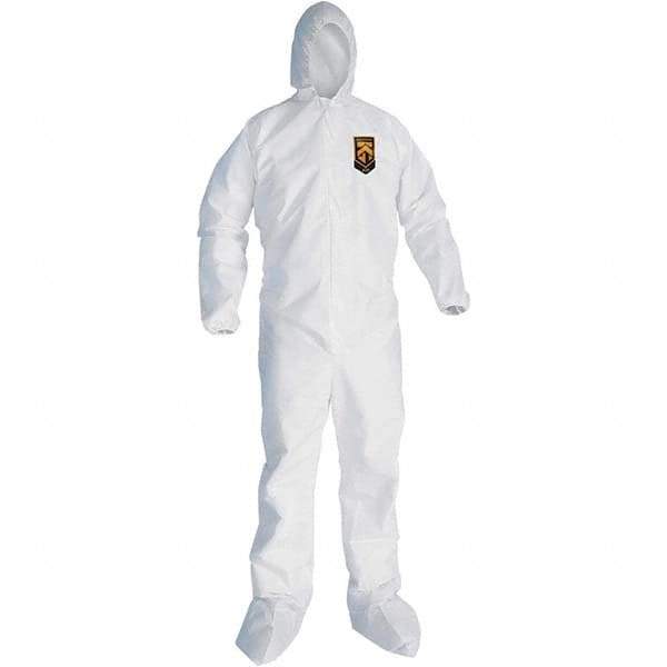 KleenGuard - Size L SMS General Purpose Coveralls - White, Zipper Closure, Elastic Cuffs, with Boots, Serged Seams - Best Tool & Supply