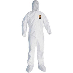 KleenGuard - Size 2XL SMS General Purpose Coveralls - White, Zipper Closure, Elastic Cuffs, with Boots, Serged Seams - Best Tool & Supply