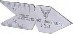 PEC Tools - 60° Angle, Satin Chrome Coated Steel Center Gage - 1/32 to 1/14 Inch Graduation - Best Tool & Supply