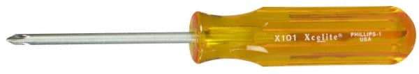 Xcelite - #1, 6-5/8" OAL, Standard Phillips Screwdriver - 3" Blade Length, Round Shank, Acetate Handle - Best Tool & Supply