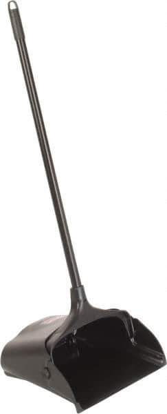 Rubbermaid - 11-1/4" Wide x 5" High Upright Dustpan - Plastic Body, 12-51/64" Handle, Black, with Wheels - Best Tool & Supply