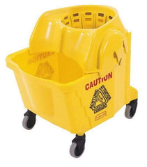 Rubbermaid - 35 Qt Plastic Bucket & Wringer - 18-5/8" Long x 24-3/4" High x 15-7/8" Wide, Yellow - Best Tool & Supply