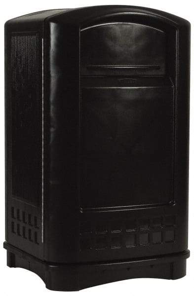 Rubbermaid - 50 Gal Black Rectangle Trash Can - Polyethylene, 42-1/8" High x 24-3/4" Long x 25-1/4" Wide - Best Tool & Supply