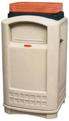 Rubbermaid - 50 Gal Beige Rectangle Trash Can - Polyethylene, 43" High x 24-3/4" Long x 25-1/4" Wide - Best Tool & Supply