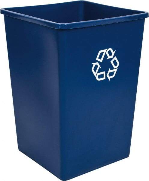 Rubbermaid - 35 Gal Blue Square Recycling Container - Polyethylene, 27-5/8" High x 19-1/2" Long x 19-1/2" Wide - Best Tool & Supply