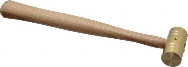 Made in USA - 1/2 Lb Head 1" Face Brass Head Striking Tool Hammer - 10-1/2" OAL, Wood Handle - Best Tool & Supply