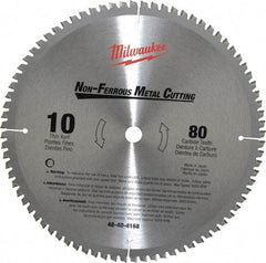 Milwaukee Tool - 10" Diam, 5/8" Arbor Hole Diam, 80 Tooth Wet & Dry Cut Saw Blade - Carbide-Tipped, General Purpose & Straight Action, Standard Round Arbor - Best Tool & Supply