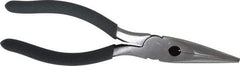 Value Collection - 8" OAL, 2" Jaw Length x 7/8" Jaw Width, Long Nose Side Cutting Pliers - Serrated Jaw, Standard Head, Plastic Dipped Handles - Best Tool & Supply