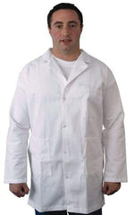 PRO-SAFE - Size M White Lab Coat - Polyester and Cotton, Snap Front, Open Wrists, (2 Pass Through Pockets and Front Chest and Hip Pocket) - Best Tool & Supply